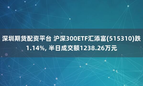 深圳期货配资平台 沪深300ETF汇添富(515310)跌1.14%, 半日成交额1238.26万元